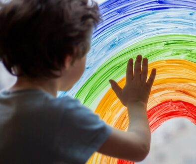 Chase,The,Rainbow.,Child,At,Home,Draws,A,Rainbow,On